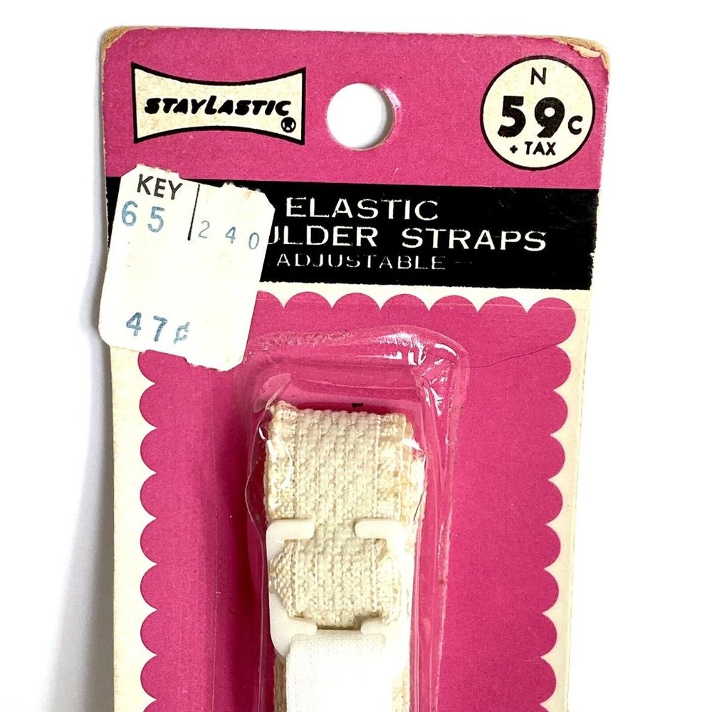 c1960 StayLastic Elastic Bra Shoulder Straps One Pair Adjustable #693 Pack NOS